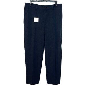 Zara Women's Navy High Rise Flat Front Straight Leg Trouser Dress Pants Size 32